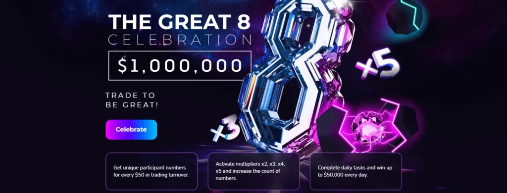 Wielka Celebracja 8: Wygraj Swoją Część z $1,000,000 w Wydarzeniu z Okazji 8. Urodzin Pocket Option